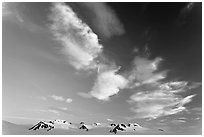 Nunataks and clouds at sunset. Kenai Fjords National Park ( black and white)
