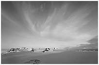 Harding Ice field and clouds, sunrise. Kenai Fjords National Park ( black and white)