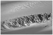 Crevasses uncovered by melting snow. Kenai Fjords National Park, Alaska, USA. (black and white)