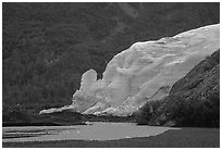 Exit Glacier from glacial plain, 2002. Kenai Fjords National Park ( black and white)