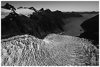 Aerial View of Holgate Glacier and Holgate Arm. Kenai Fjords National Park ( black and white)