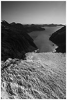 Aerial View of Holgate Glacier above Holgate Arm. Kenai Fjords National Park ( black and white)