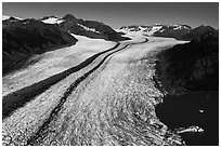 Aerial View of Bear Glacier. Kenai Fjords National Park ( black and white)