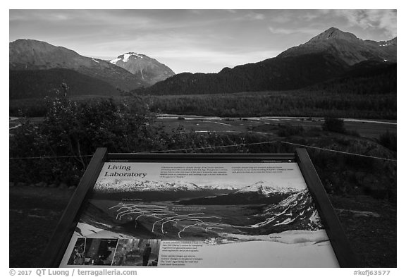 Living Laboratory interpretive sign. Kenai Fjords National Park (black and white)
