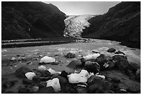 Icebergs and Exit Glacier, 2016. Kenai Fjords National Park ( black and white)