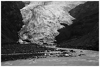 Glacial stream and Exit Glacier terminus, 2016. Kenai Fjords National Park ( black and white)