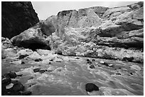 Wall of ice above glacial stream, Exit Glacier, 2016. Kenai Fjords National Park ( black and white)