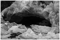 Tunnel under Exit Glacier, 2016. Kenai Fjords National Park ( black and white)