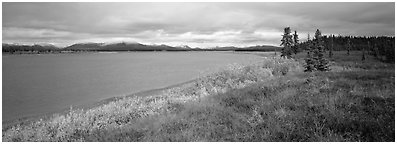Tundra and river. Kobuk Valley National Park (Panoramic black and white)