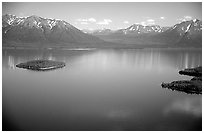 Aerial view of Lake Clark. Lake Clark National Park ( black and white)