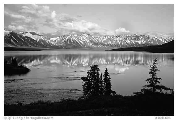 Twin Lakes, evening. Lake Clark National Park (black and white)