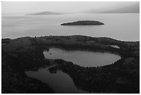 Aerial view of Lake Clark south shore, rain. Lake Clark National Park ( black and white)