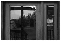 Visitor Center window reflexion. Lake Clark National Park ( black and white)