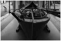 Historic double-ender fishing boat from Bristol Bay. Lake Clark National Park ( black and white)