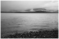 Lake Clark from Port Alsworth, rain. Lake Clark National Park ( black and white)