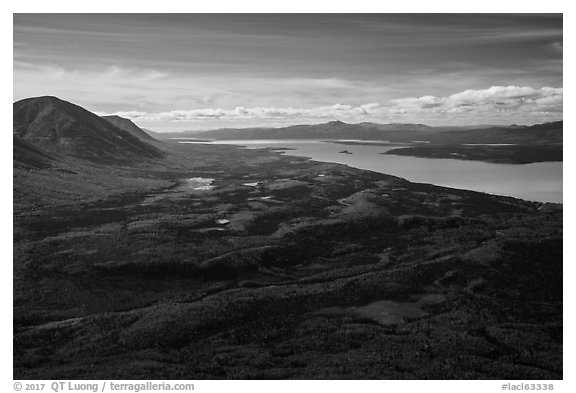 Looking south from Tanalian Mountain. Lake Clark National Park (black and white)