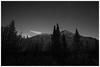 Tanalian Mountain at night. Lake Clark National Park ( black and white)