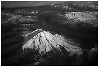 Aerial view of Redoubt Volcano. Lake Clark National Park ( black and white)
