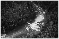Aerial view of Tanalian River and Falls. Lake Clark National Park ( black and white)