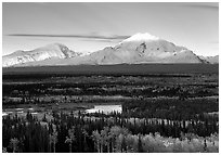 Mt Sanford and Mt Drum, late afternoon. Wrangell-St Elias National Park ( black and white)