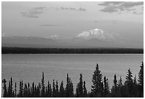 Mt Blackburn above Willow lake, sunset. Wrangell-St Elias National Park ( black and white)