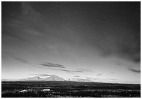 The Wrangell mountains seen from the west, sunset. Wrangell-St Elias National Park ( black and white)