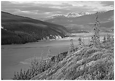 Wide Chitina river. Wrangell-St Elias National Park ( black and white)