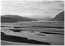 Wide Copper and Chitina rivers. Wrangell-St Elias National Park ( black and white)