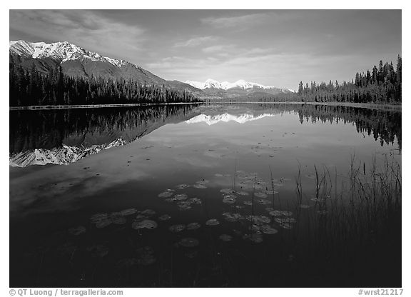 Crystalline Hills and Crystal Lake. Wrangell-St Elias National Park (black and white)