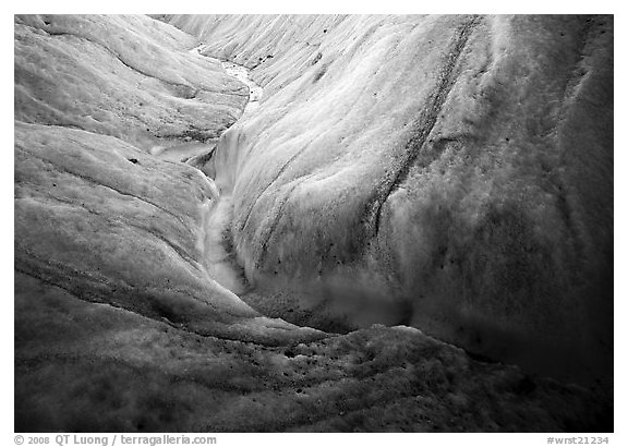 Glacial stream close-up, Root Glacier. Wrangell-St Elias National Park (black and white)