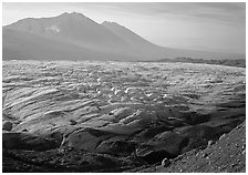 Root glacier and Bonanza ridge, morning. Wrangell-St Elias National Park ( black and white)