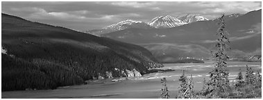River valley. Wrangell-St Elias National Park (Panoramic black and white)