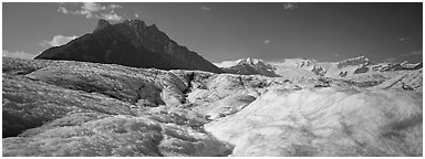 Glacier and peak. Wrangell-St Elias National Park (Panoramic black and white)