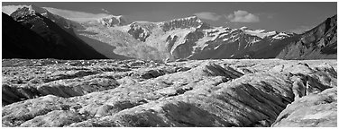 Mountain glacier scenery. Wrangell-St Elias National Park (Panoramic black and white)