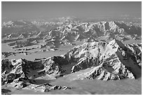 Aerial view of Mount St Elias with Mount Logan in background. Wrangell-St Elias National Park ( black and white)
