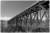 Bridge over Kuskulana river. Wrangell-St Elias National Park, Alaska, USA. (black and white)
