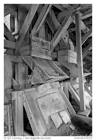 Inside the Kennecott copper concentration plant. Wrangell-St Elias National Park (black and white)