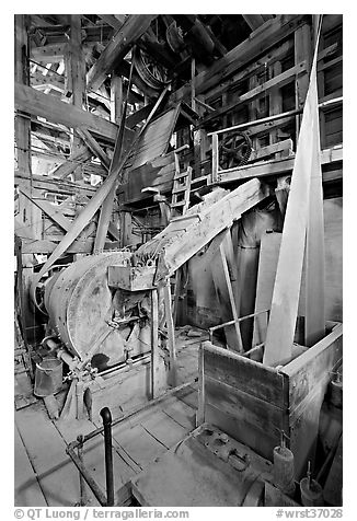 Grinder inside the Kennecott mill plant. Wrangell-St Elias National Park (black and white)
