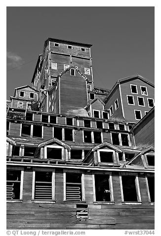 Historic Kennecott copper mill. Wrangell-St Elias National Park (black and white)
