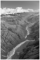 Aerial view of verdant river valley. Wrangell-St Elias National Park ( black and white)