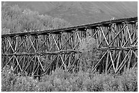 Section of Gilahina trestle constructed in 1911. Wrangell-St Elias National Park, Alaska, USA. (black and white)
