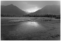 Storm light on lake. Wrangell-St Elias National Park ( black and white)