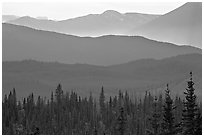 Distant mountain ridges. Wrangell-St Elias National Park ( black and white)