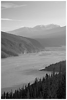 Wide Chitina River and Chugach Mountains. Wrangell-St Elias National Park ( black and white)