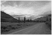 Nabena road at sunset. Wrangell-St Elias National Park ( black and white)