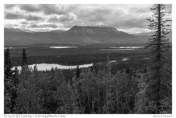 Moose Lake and Chitina Valley. Wrangell-St Elias National Park (black and white)