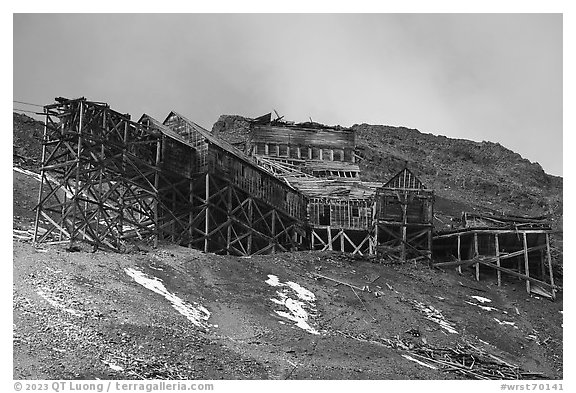 Bonanza Mine from below. Wrangell-St Elias National Park (black and white)