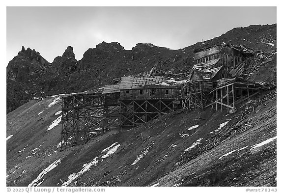 Bonanza Mine and Bonanza Ridge. Wrangell-St Elias National Park (black and white)