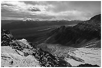 Glacier Mine and Wrangell Mountains. Wrangell-St Elias National Park ( black and white)