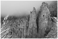 Pinnacles and fog. Wrangell-St Elias National Park ( black and white)